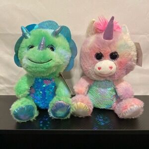 Triceratops & Unicorn Valentine's Day Plush set‎